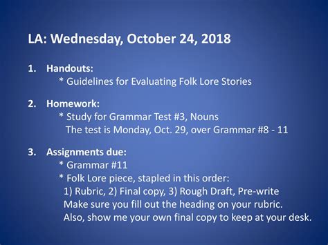 La Wednesday October 24 2018 Handouts Guidelines For Evaluating