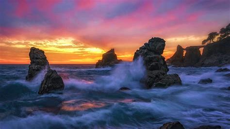 1366x768px 720p Free Download Costa Brava Spain Rocks Sea Colors