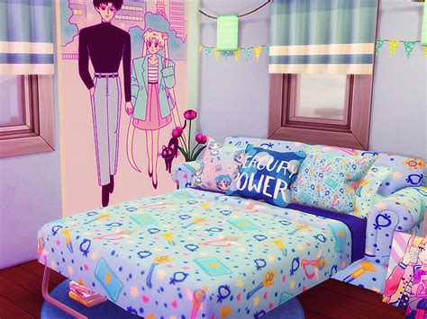 Updated Sailor Moon Bedding Set By Pixelfro The Sims 4 Download