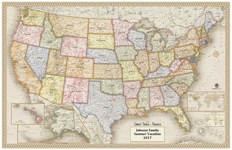 Usa Antique Wall Map