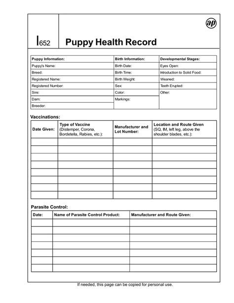 Puppy Health Record ≡ Fill Out Printable Pdf Forms Online Dog Health