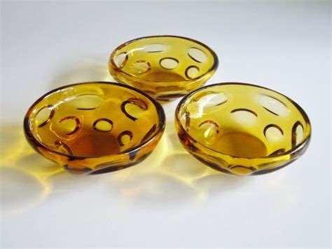 Vintage Glass Bowls Czech Art Glass Set Of 3 Skrdlovice Etsy Art