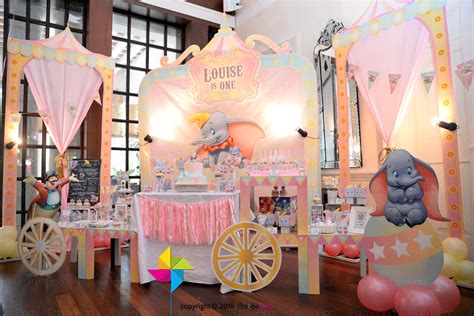 A Beautiful Pastel Colored Dumbo Themed Party For A Little Girls 1st
