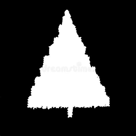 Silhouette Of A White Christmas Tree Isolated On A Black Stock