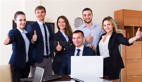Smiling Corporate Managers In Office Interior Stock Image Image Of