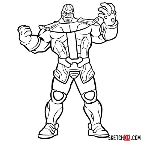 How To Draw Thanos From Marvel Comics In Full Growth Step By Step