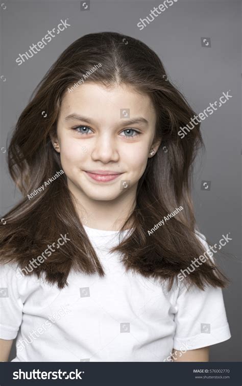 Portrait Charming Little Girl Smiling Camera Stock Photo 576002770