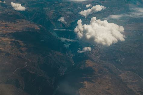 Mountains Valleys Hills Cliffs Aerial View Sky Clouds Landscape