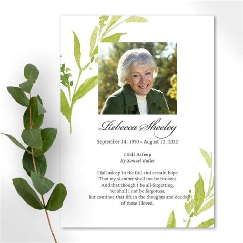 Funeral Mass Card Printable Keepsake Template With Photo And A Poem