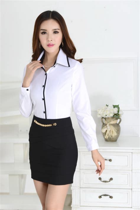buy formal blue shirts women work blouses long sleeve ladies office uniform