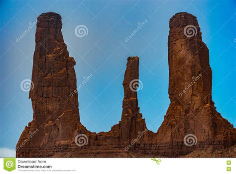 Three Sisters Monument Valley Stock Image Image Of Outdoors Valley