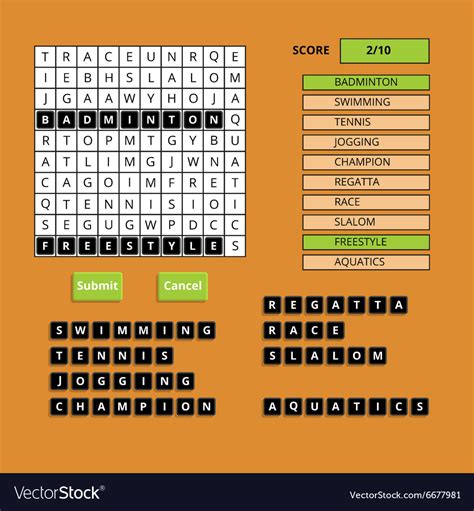 Puzzling Words Game User Interface Ui Royalty Free Vector