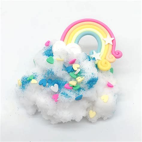 Beautiful Rainbow Fluffy Floam Slime Mud Mixing Cloud Slime Putty