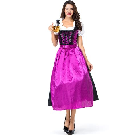 purple ladies heidi oktoberfest dirndl bavarian beer wench bar waitress fancy dress for adult