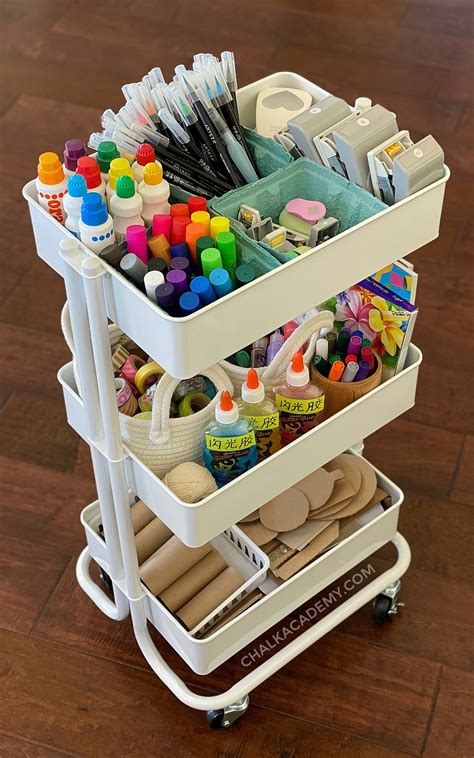 Kids Art Cart Storage System And Organization Tips ไอเดีย Diy