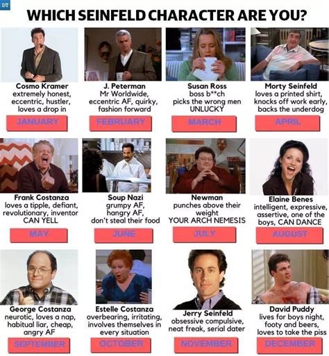 Seinfeld Characters Zodiac Funny Off Work The Underdogs Kramer