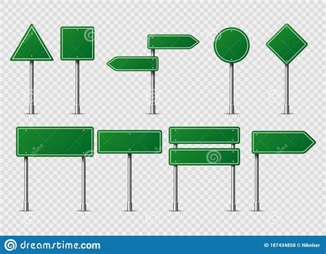 Green Vector Road Traffic Signs Road Board Text Panel Mockup Signage
