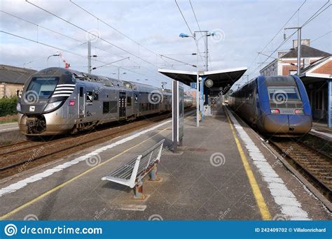 Trains At The Platform In Vannes Station In Brittany Editorial