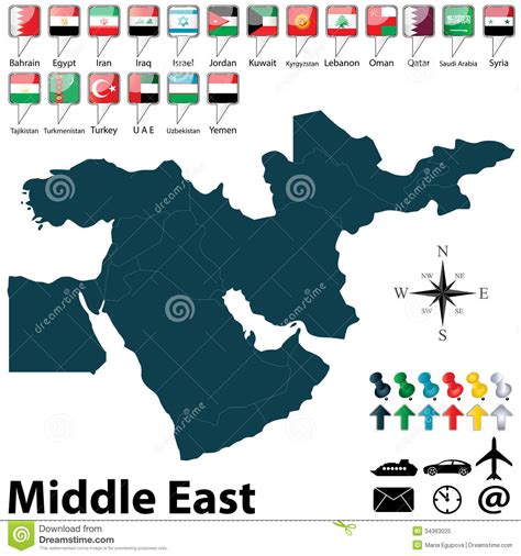 Political Map Of Middle East Royalty Free Stock Photo Image 34363025
