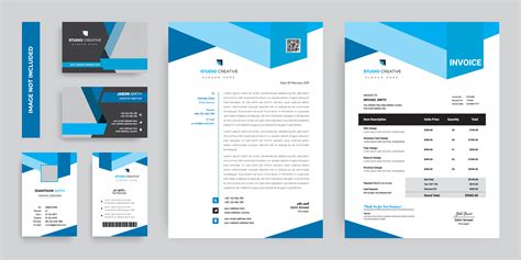 Blue Shapes Corporate Stationery Template Design Set 830189 Vector Art