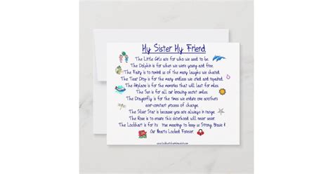 My Sister My Friend Poem With Graphics Invitation Zazzle