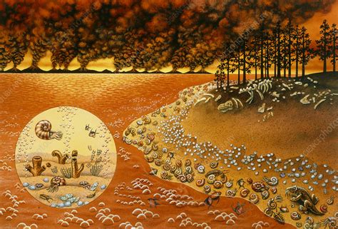 Artwork Of The Permian Mass Extinction Of Life Stock Image E Science Photo Library