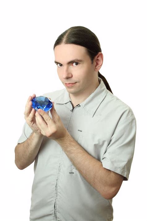 Young Man Holding A Crystal Stock Image Image Of Crystal Wishing