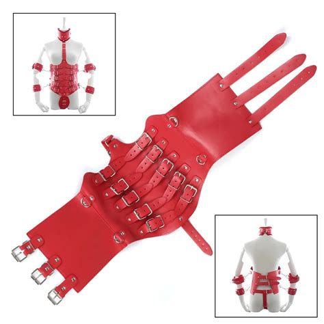 Bondage Toys With Arm Cuffs Handcuffs Neck Collar Harness Corset Straitjacket Leather Cincher