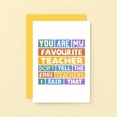 Funny Teacher Card Thank You Card For Teacher Funny Etsy