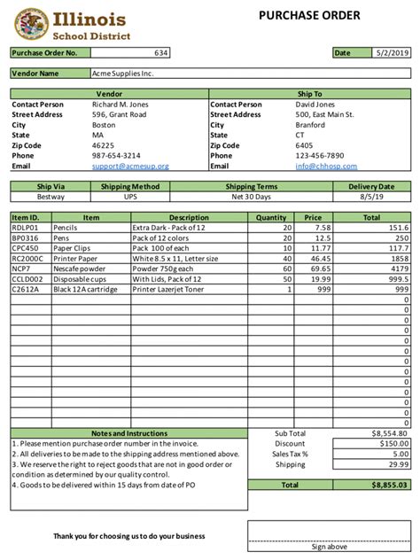 Purchase Requisition Template