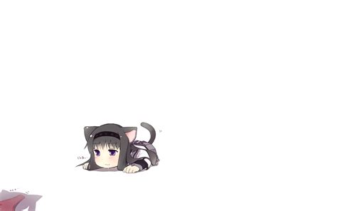 Akemihomura Animalears Blackhair Blush Catgirl Catsmile Chibi