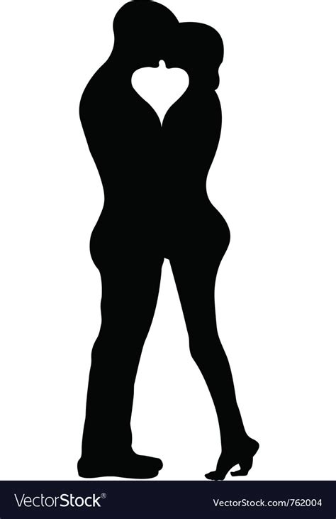 Kissing Couple Silhouette Royalty Free Vector Image