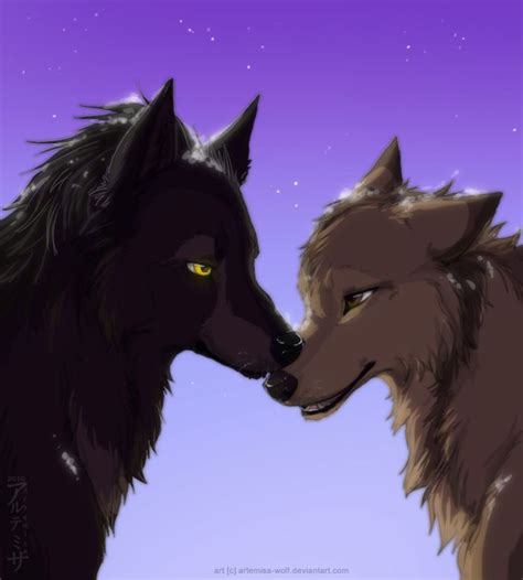 Cute lineart pic of two wolves hugging! Love you by ArtemisA-wolf on deviantART | Cartoon wolf ...