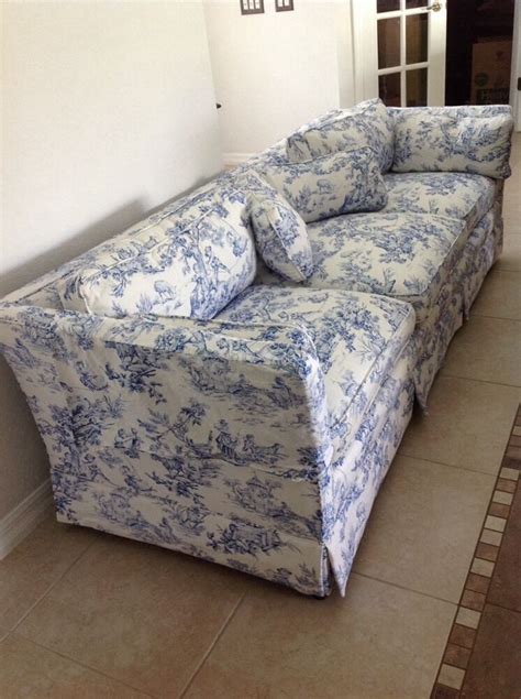 custom  blue  white toile  filled sofa ebay