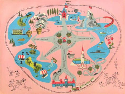 Disneyland Map Retro Disney Vintage Disneyland