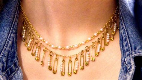 Diy Safety Pin Statement Necklace Youtube