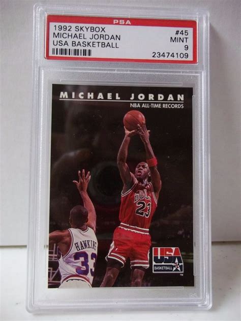 And it was all in the design. 1992 Skybox Michael Jordan PSA Graded Mint 9 Basketball Card #45 USA Basketball #ChicagoBulls ...