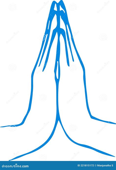 Sketch Of Praying Or Doing Namaste Hands Outline Editable Illustration