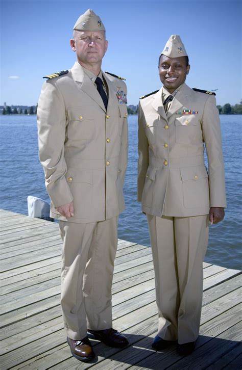 Two Naval Officers Showcase The Service Dress Khaki Uniform In
