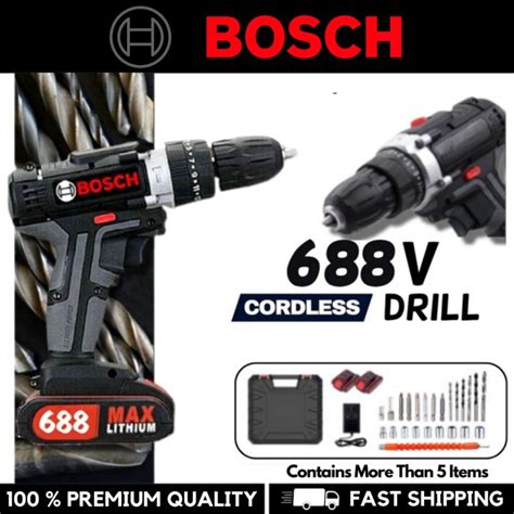 Ready Stock Bosch 688vf Drill Cordless Hand Drill Set Li On Battery