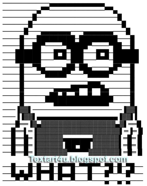 Look for faces, hand gestures, hearts, signs and other arts. Minion WHAT?! Text Art | Despicable Me Character | Cool ...