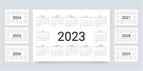 Kalender Für 2023 2024 2025 2026 2027 2028 2029 Jahre Woche Beginnt