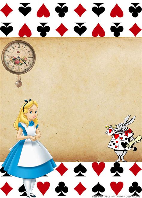 Free Printable Alice In The Wonderland Birthday Invitation