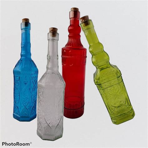 Vintage Decorative Colored Variety Of Glass Bottles Vintage Etsy