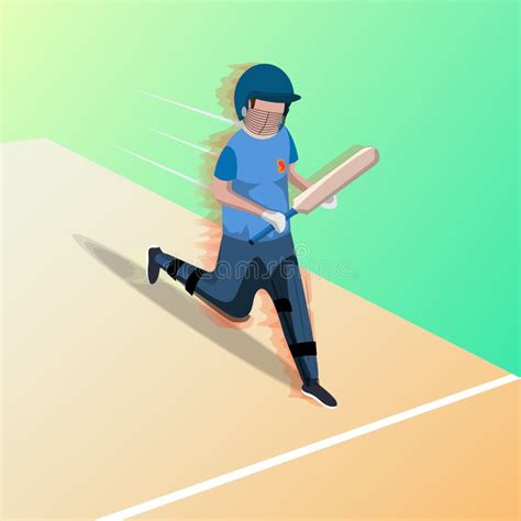 Cricket Character In Action Vector Art Design Stock Illustration