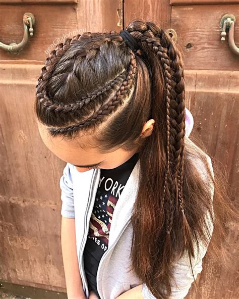 Combo Of Lace Braids And A French Braid Back Into A High Rockstar