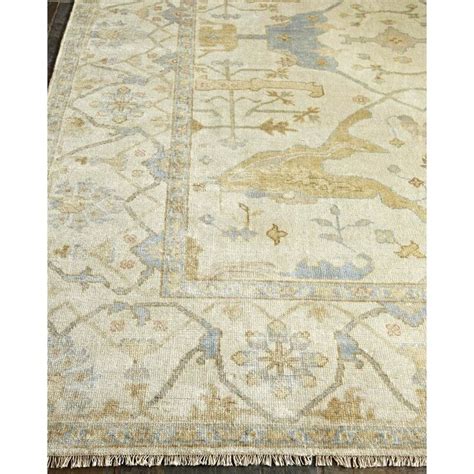 Antique Weave Oushak Hand Knotted Wool Oriental Area Rug In Beigeblue