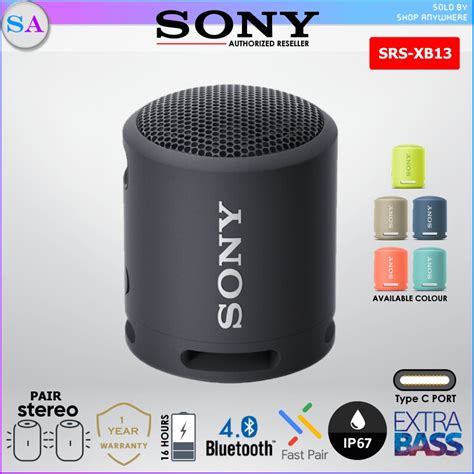 Sony Srs Xb13 Extra Bass Waterproof Portable Wireless Speaker Srs Xb13
