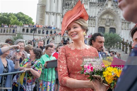 Queen Mathilde of Belgium, attends the Te Deum during the National ...