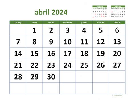 Calendario Abril 2024 De México